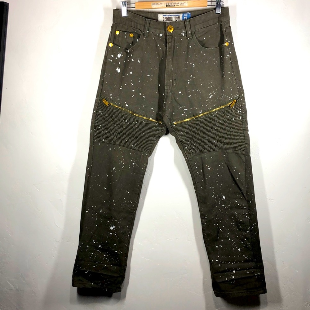 Demolition paint splatter moto Jeans size 32x32